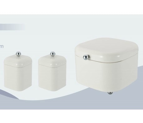 3-Piece Rectangle Metal Bread Bin And Canister Set Storage Bread Box and Canister Sugar Biscuit Tea Coffee